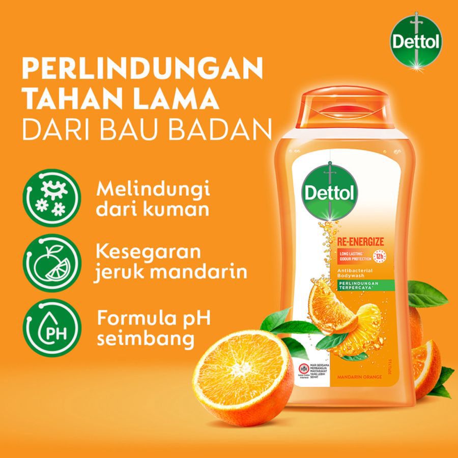 Dettol Re-Energize Mandarin Orange Antibacterial Body Wash 370ml