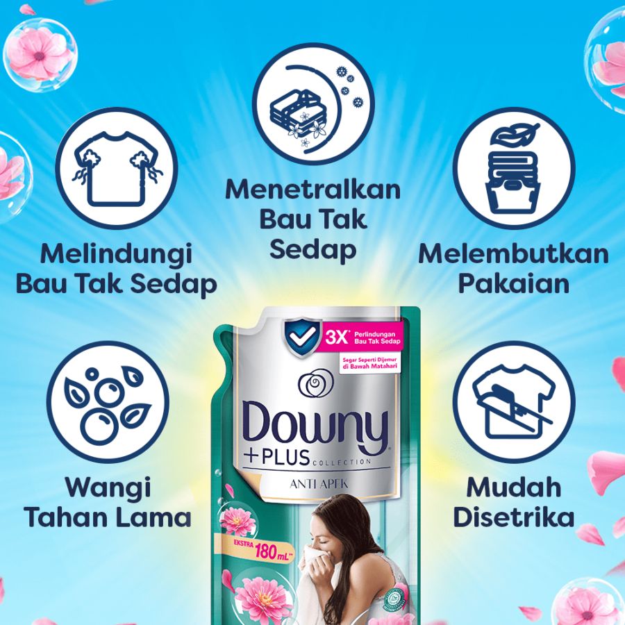 Downy Plus Anti Apek Pewangi dan Pelembut Pakaian 1350ml