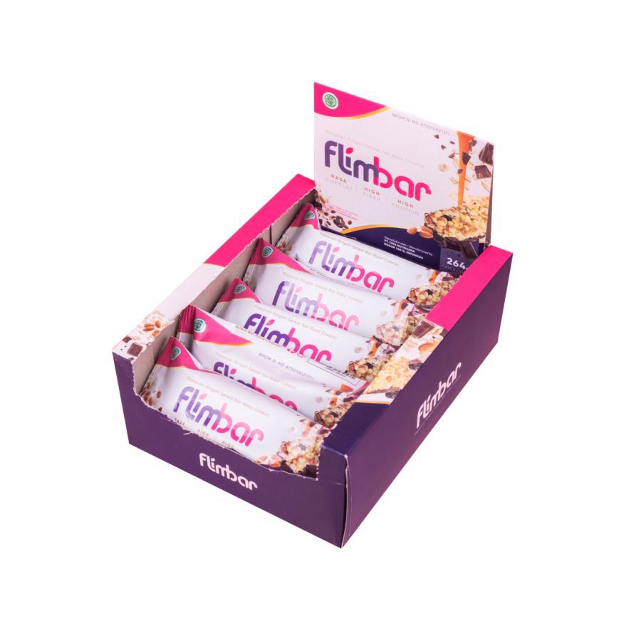 Flimbar Cokelat (Snack Sehat) by Flimty - 1 Box (isi 12 Bar)