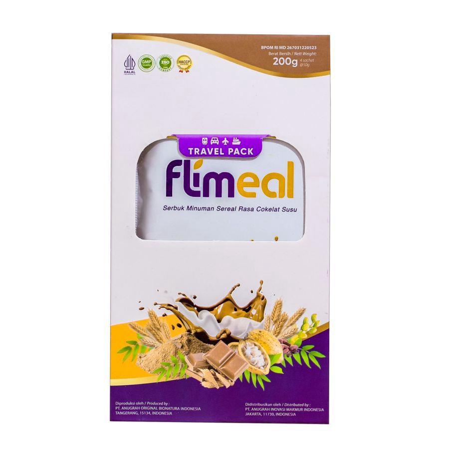 Flimeal Meal Replacement Travel Pack rasa Coklat Susu 4sachets