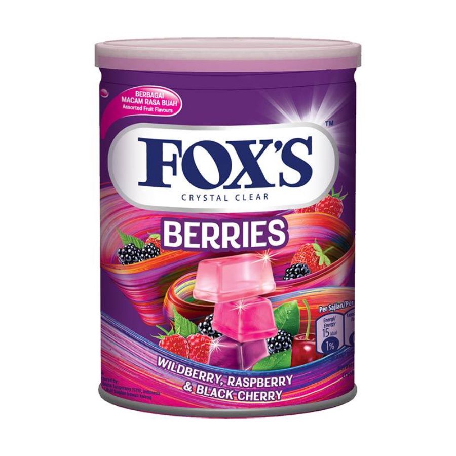 Fox's Crystal Clear Berries Kaleng/Permen 180gram