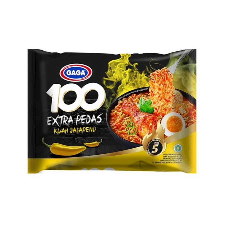 Gaga 100 Extra Pedas Kuah Jalapeno/Mie Instan 75gram