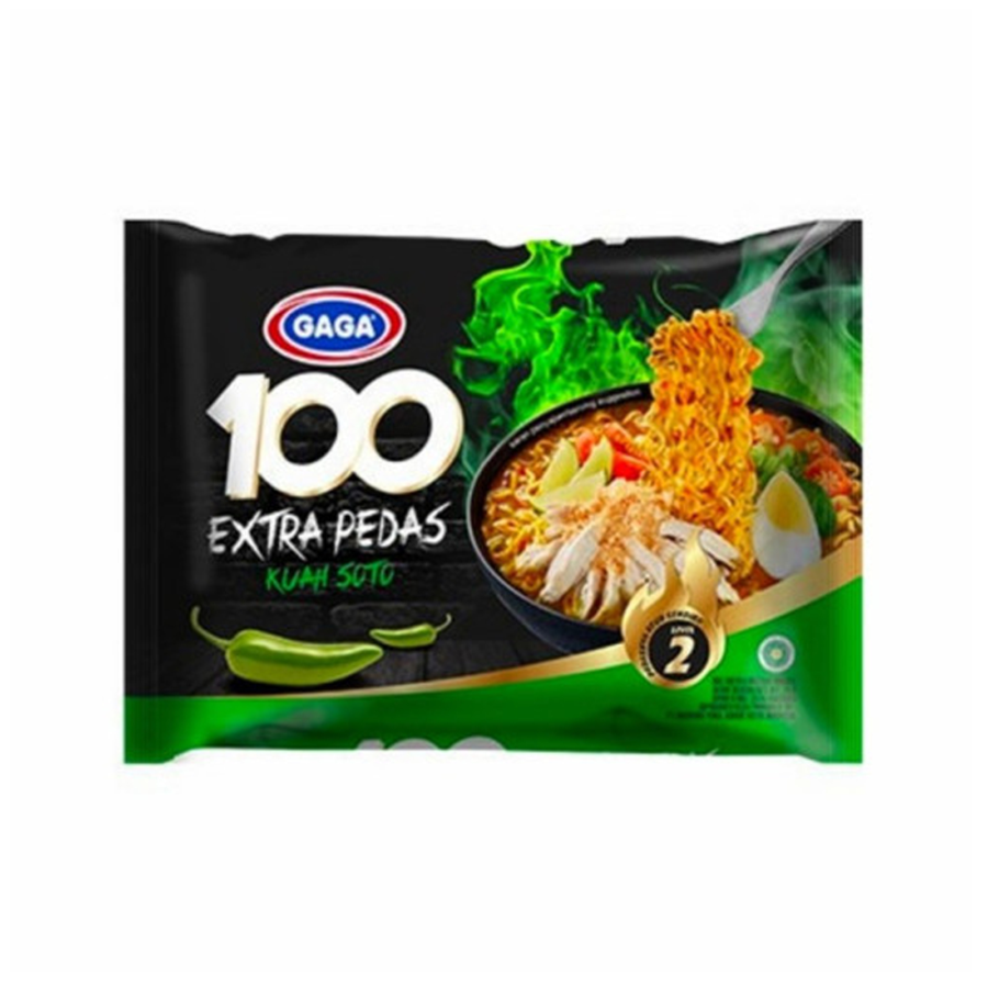 Gaga 100 Extra Pedas Kuah Soto/Mie instan 75gram