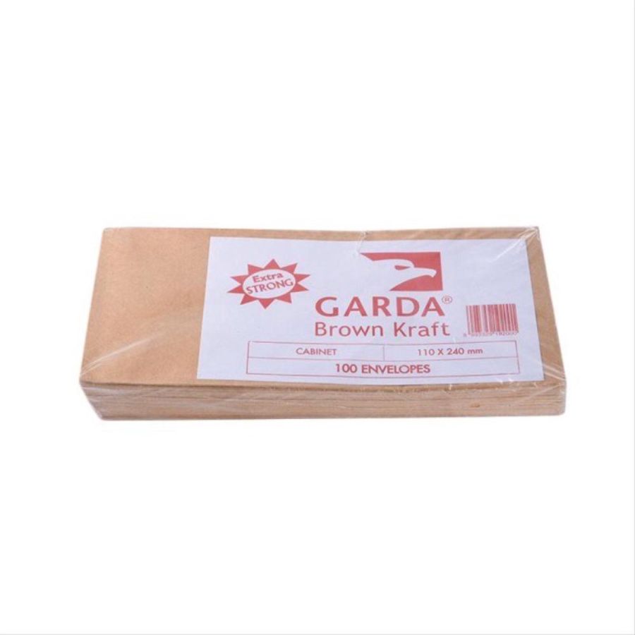 Garda Amplop Coklat Ukuran Kabinet 11cm x 24cm isi 100 pcs 1packs