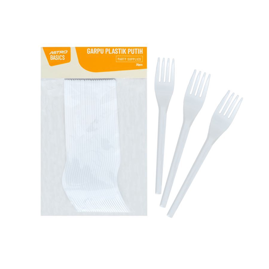 Garpu Plastik Putih 25 pcs - Astro Basics 1packs