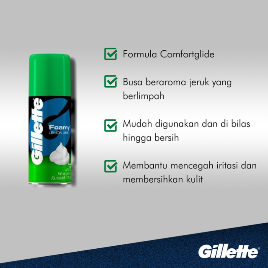 Gillette Foamy Shave Cream Lemon Lime/Krim Cukur 2bottles