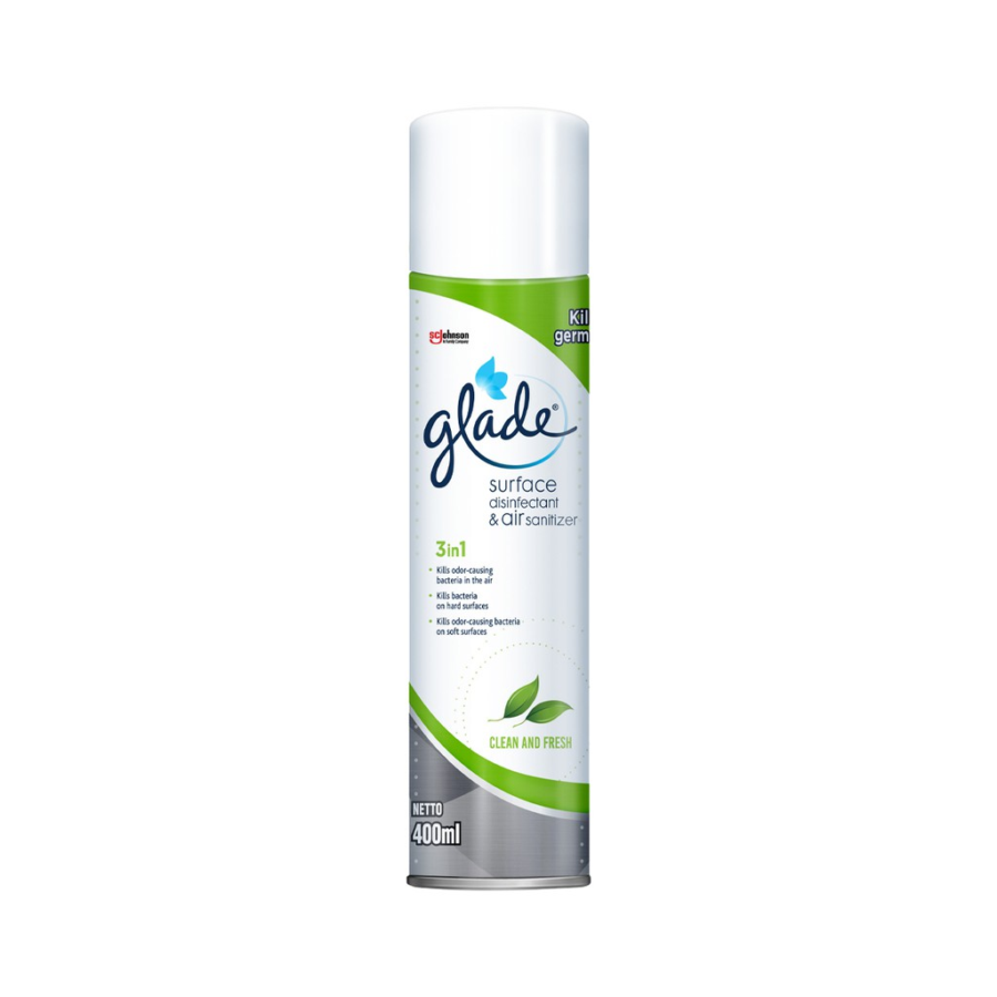 Glade 3in1 Disinfectant & Air Sanitizer Clean & Fresh/Pewangi Ruangan 400ml