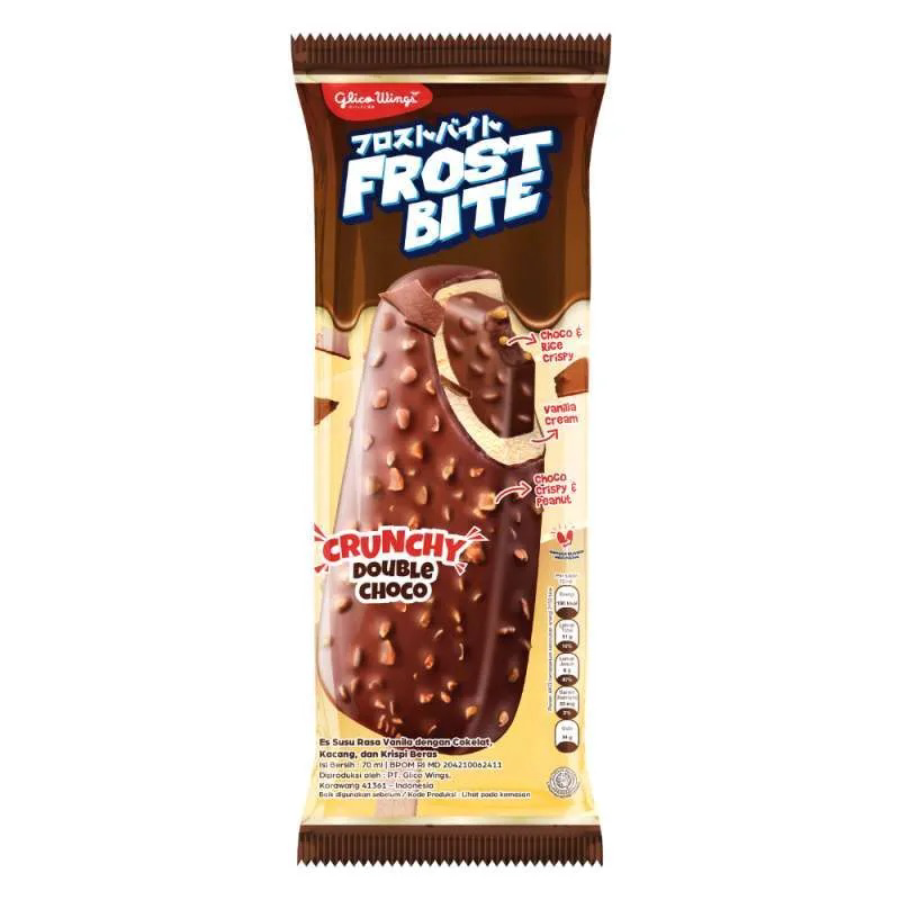 Glico Wings Frostbite Crunchy Double Choco Ice Cream 1 Pcs/Es Krim 70ml