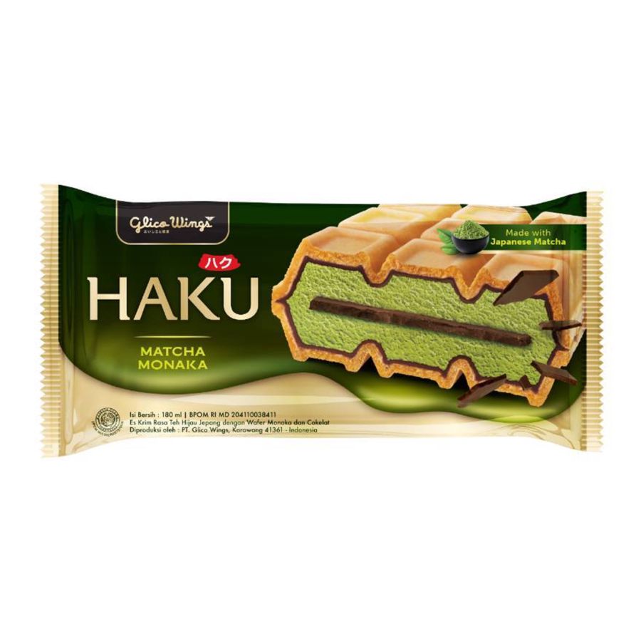 Glico Wings Haku Matcha Monaka Ice Cream/Es Krim 180ml