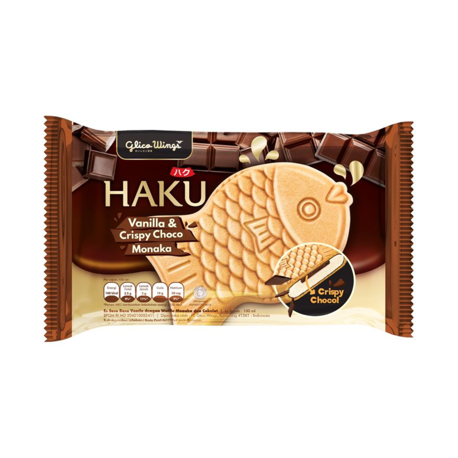 Glico Wings Haku Vanilla & Crispy Choco Monaka Ice Cream/Es Krim 100ml