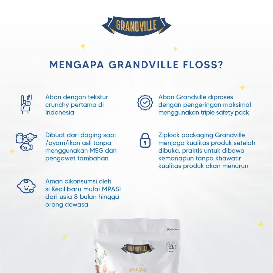 Grandville Crunchy Beef Floss Abon Sapi Original 100gram