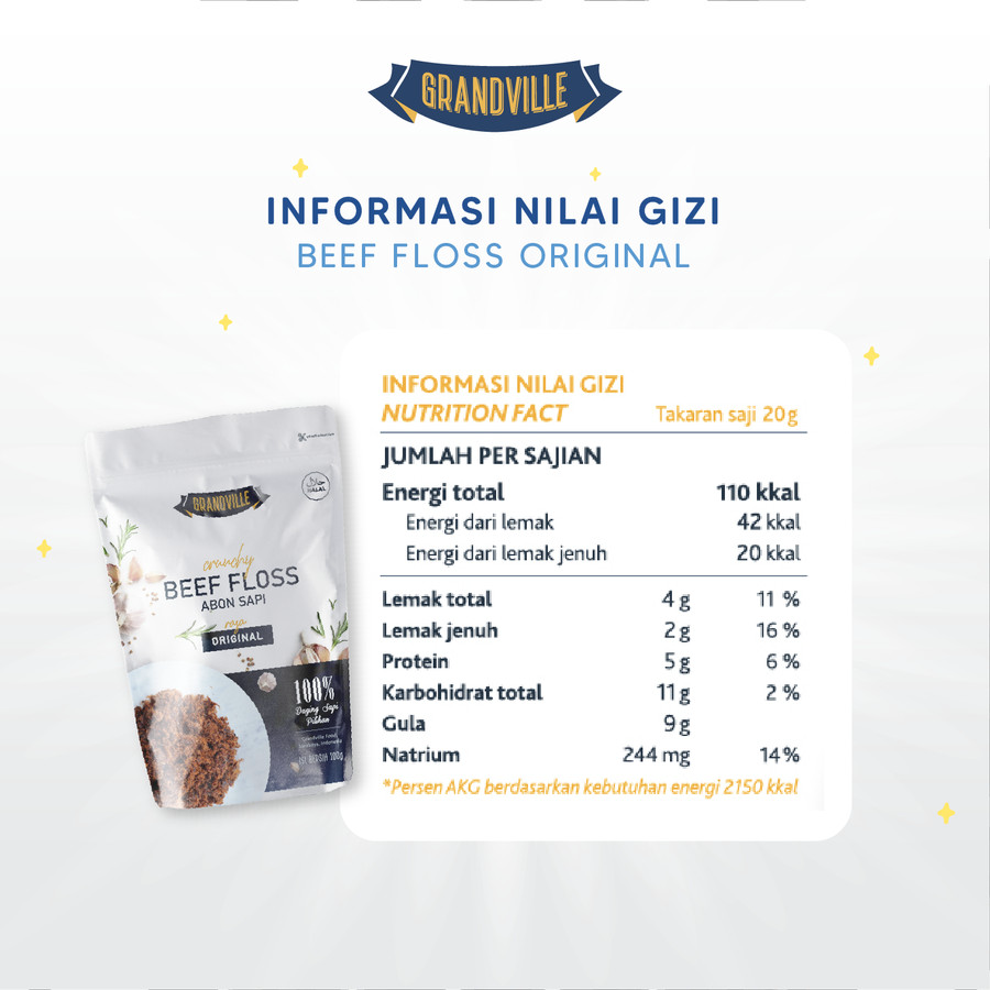 Grandville Crunchy Beef Floss Abon Sapi Original 100gram