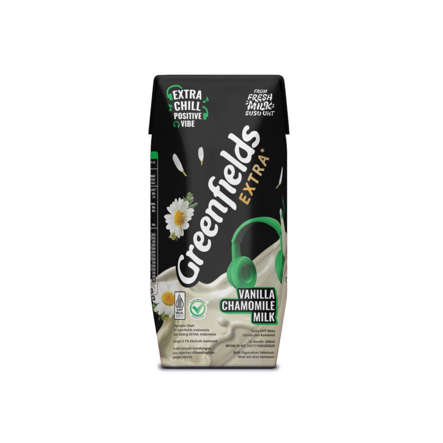 Greenfields UHT Extra Chill Vanilla Chamomile Milk /Susu UHT 200ml