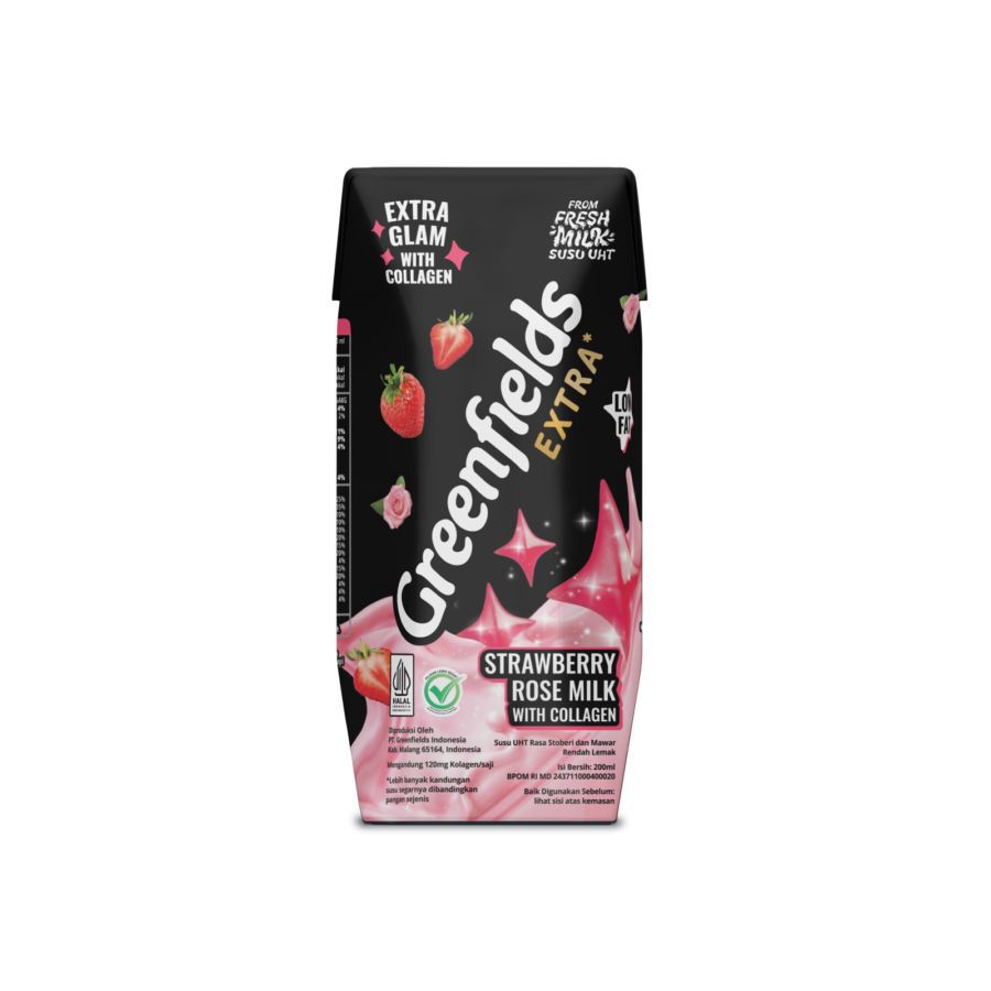 Greenfields UHT Extra Glam Strawberry Rose Milk /Susu UHT 200ml