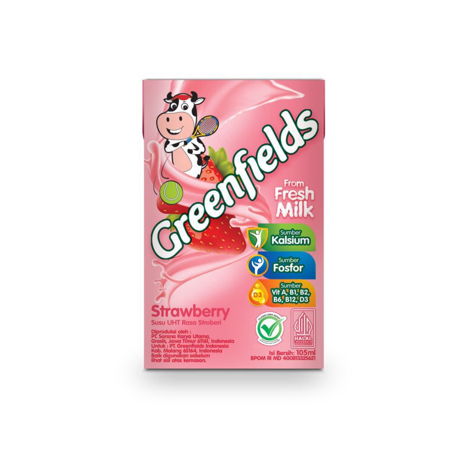 Greenfields Strawberry Susu UHT 105 ml 40pcs
