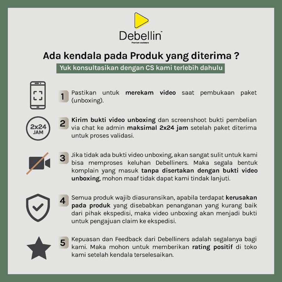 Debellin Grey Fry Pan 20 cm Penggorengan Granite Anti Lengket 1pcs