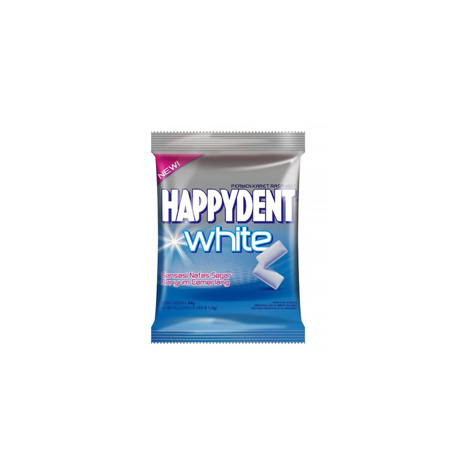 Happydent Cool White Pouch 70g - Permen Karet Rasa Mint 70gram