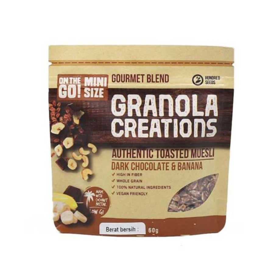 Hundred Seeds Granola Creations Dark Chocolate with Banana 60gram 60gram