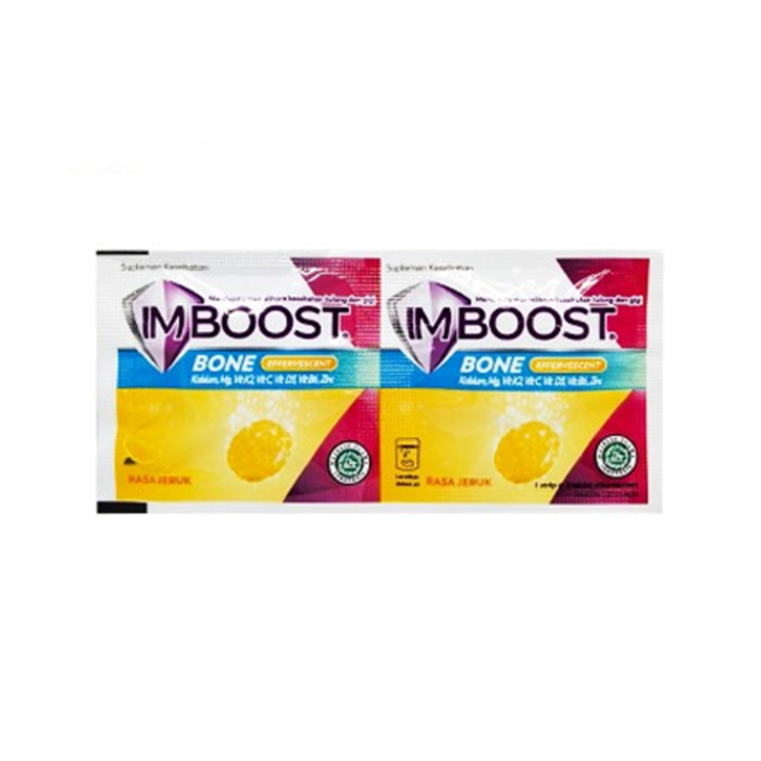 Imboost Bone Effervescent Rasa Jeruk Suplemen Tulang dan Gigi Strip 1x2pcs