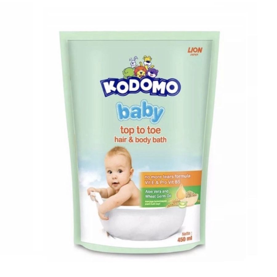 Kodomo Top to Toe Aloe Vera Pouch/Sabun Mandi 450ml