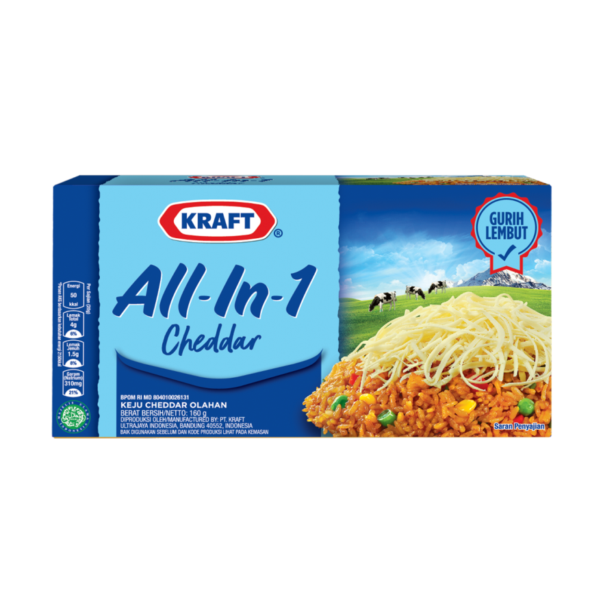 Kraft All in One Cheddar Cheese/Keju 160gram