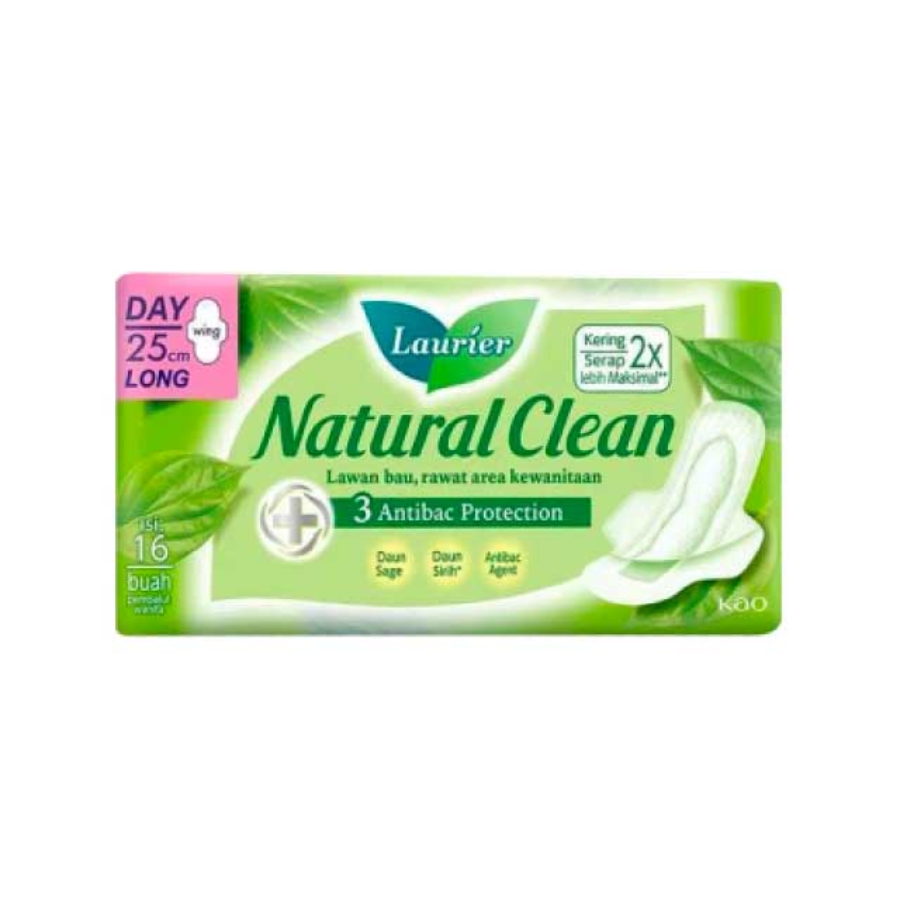 Laurier Natural Clean Daun Sirih Day Wing 25cm Pembalut Kewanitaan 16pads