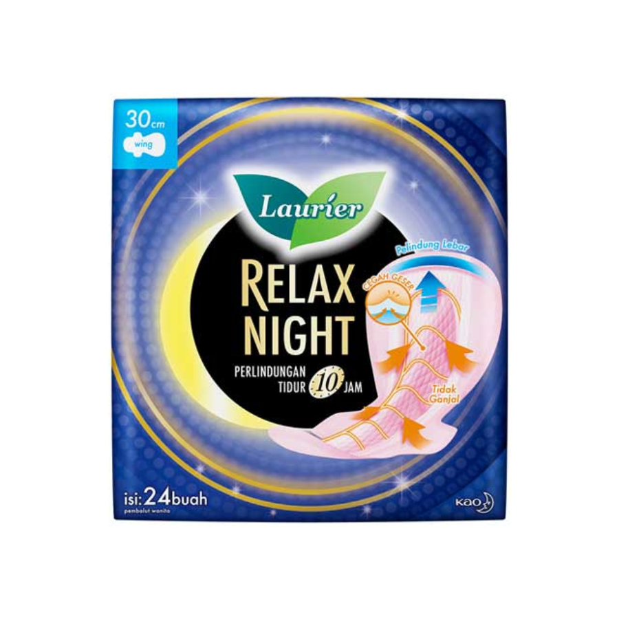 Laurier Relax Night Wing 30cm Pembalut Kewanitaan 24pads