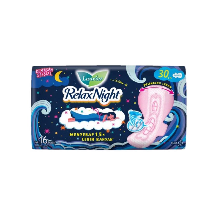 Laurier Relax Night Wing Pembalut Wanita 30cm 16s/Pembalut Wanita 1packs