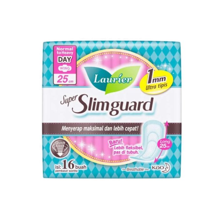 Laurier Super Slimguard Day Wing Pembalut Wanita 25cm/Kewanitaan