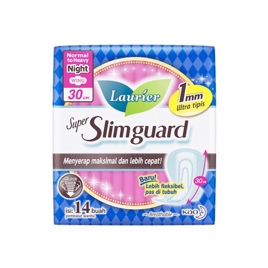 Laurier Super Slimguard Night Wing Pembalut Wanita 30cm/Kewanitaan 14pcs