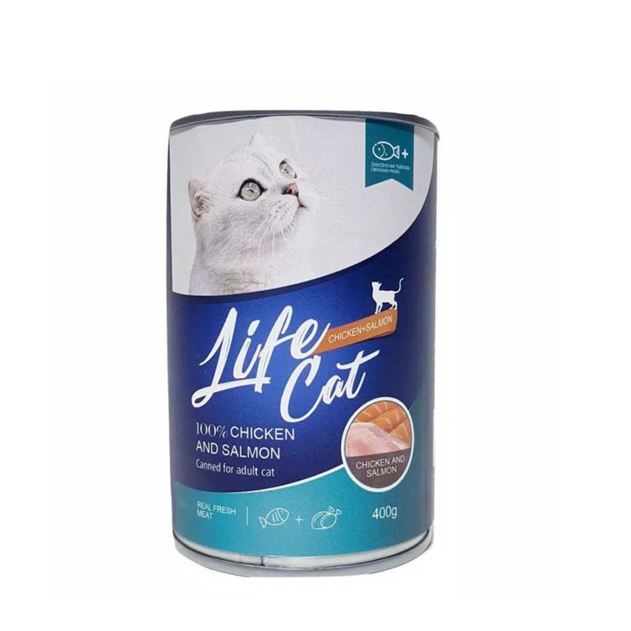 Life Cat Chicken & Salmon Adult Makanan Kucing Basah Kaleng 400gram