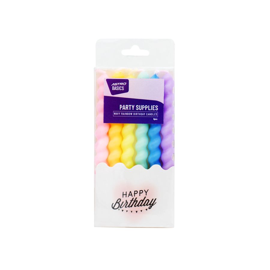 Lilin Ulang Tahun Ulir Pelangi 6 pcs - Astro Basics 1pack