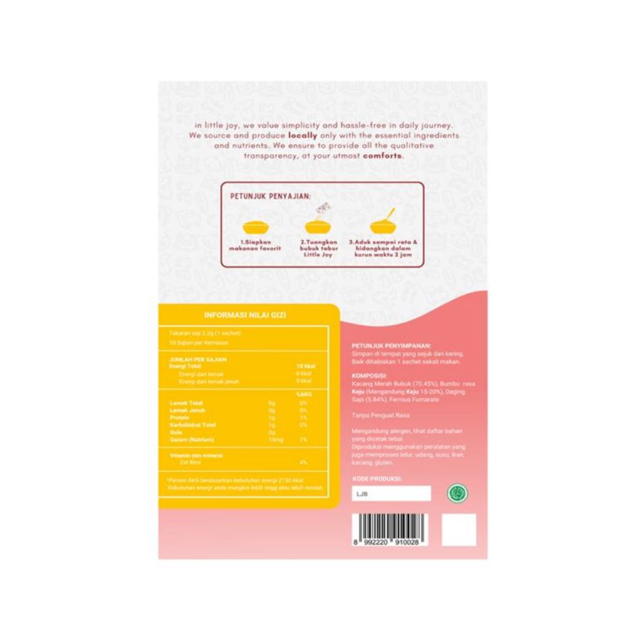 Little Joy Bubuk Tabur Cheesy Beef Red Bean MPASI 22gr 10pcs