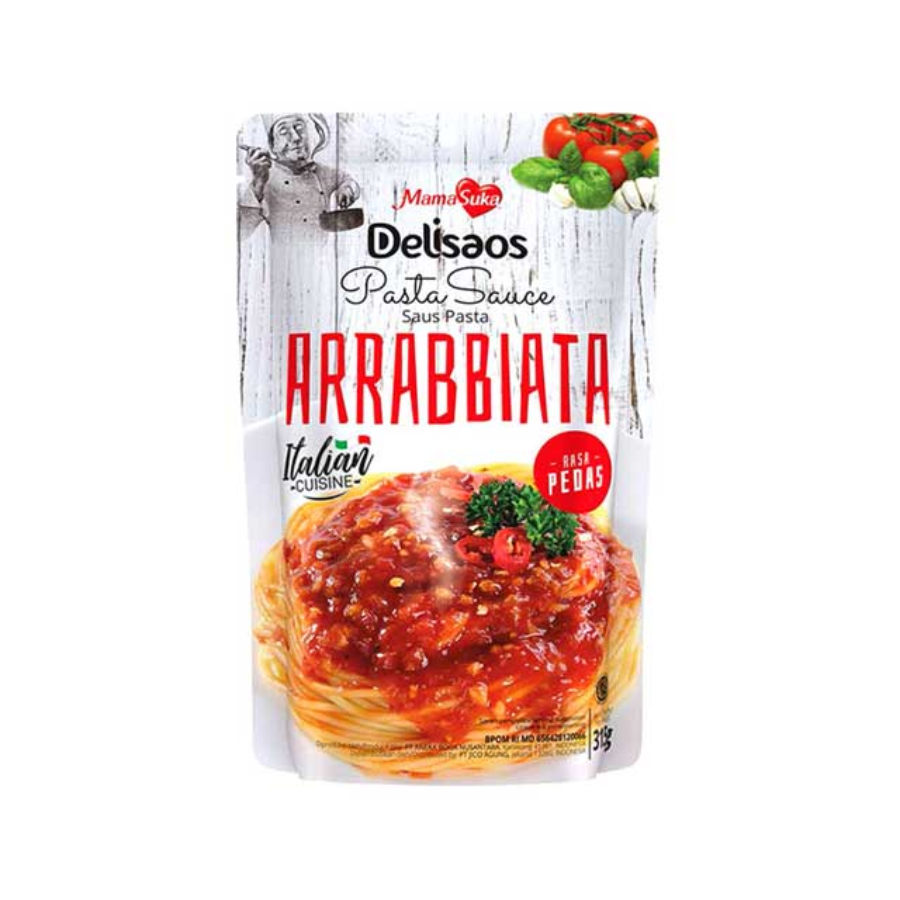 Mamasuka Delisaos Pasta Sauce Arrabbiata Pedas 315gram