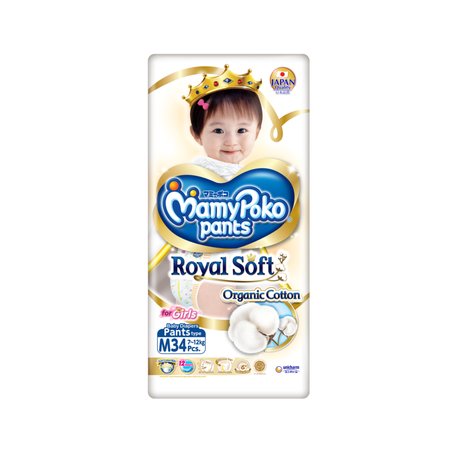 Mamypoko Girl Royal Soft M34 Diapers Pants 1packs