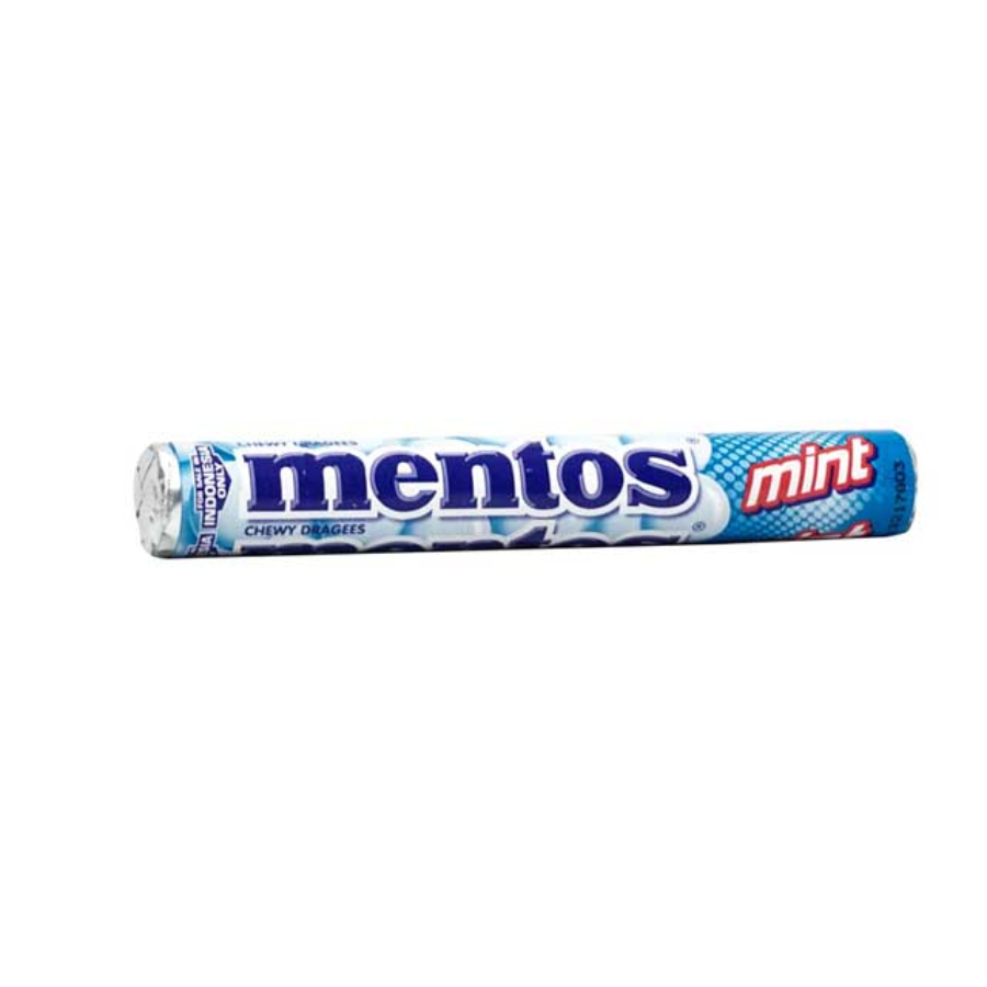 Mentos Chewy Dragees Mint Roll 37g - Permen Kenyal Rasa Mint 1pcs 37gram