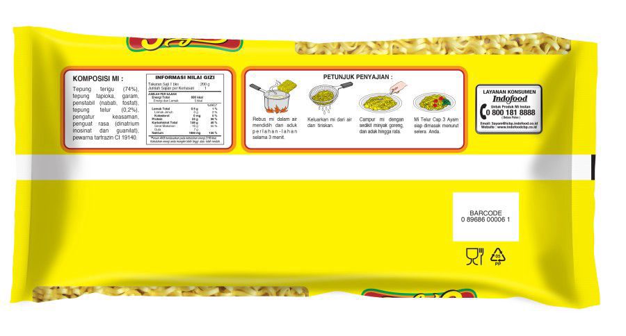 Cap 3 Ayam Mie Telur Pipih 200gram