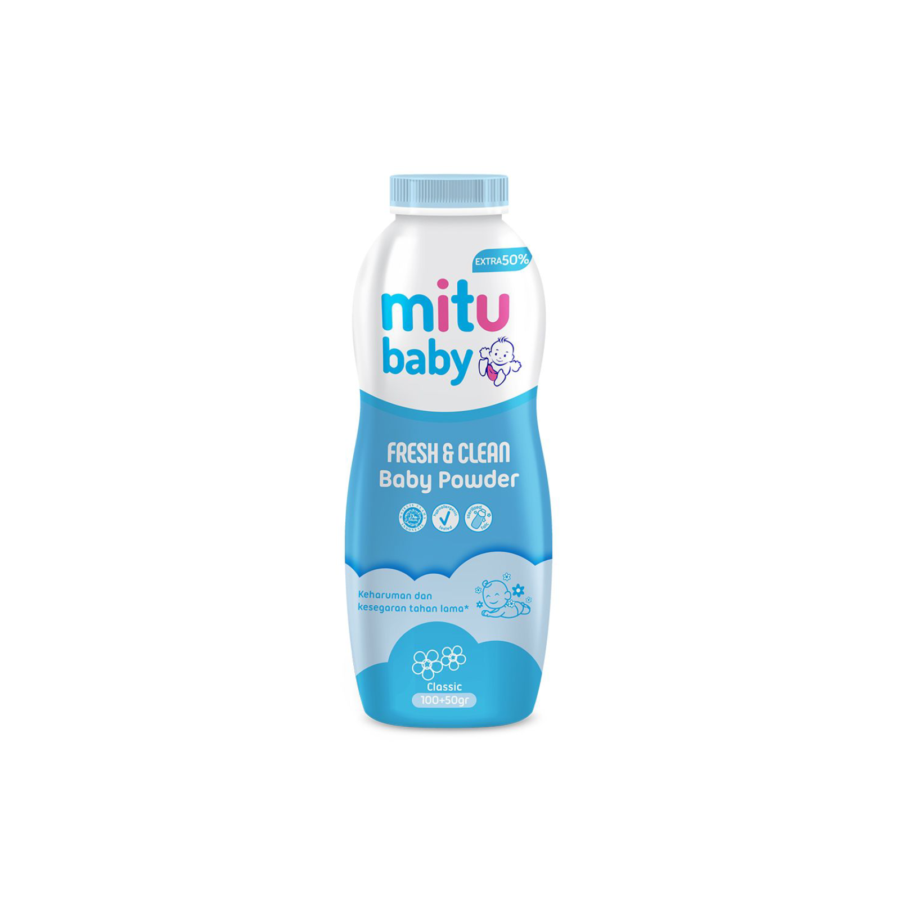 Mitu Baby Powder Fresh & Clean Blue Classic 150gram 150gram 150gram