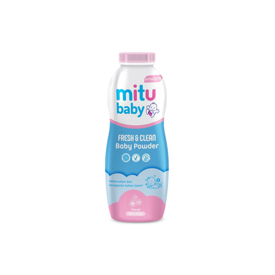 Mitu Baby Powder Fresh & Clean Pink Floral 150gram 150gram 150gram