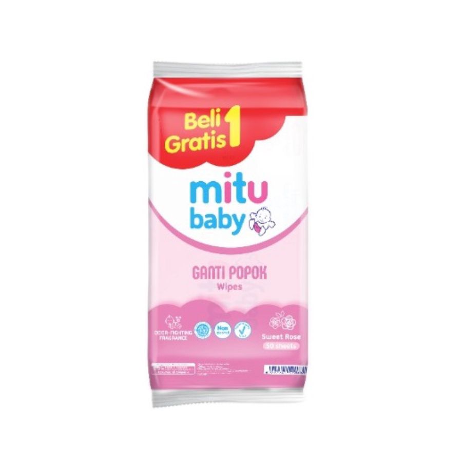 Mitu Baby Wipes Pink Rose 50s BOGOF/Tissue Basah Bayi 2packs