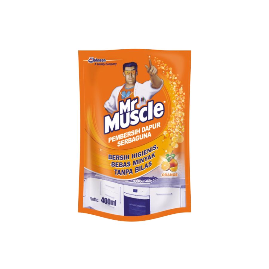 Mr Muscle Kitchen Orange Pouch 400ml/Pembersih Dapur 400ml