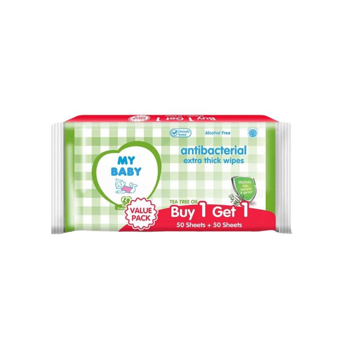 My Baby Wipes Anti Bacterial 50sheet/Tissue Basah Bayi 2packs