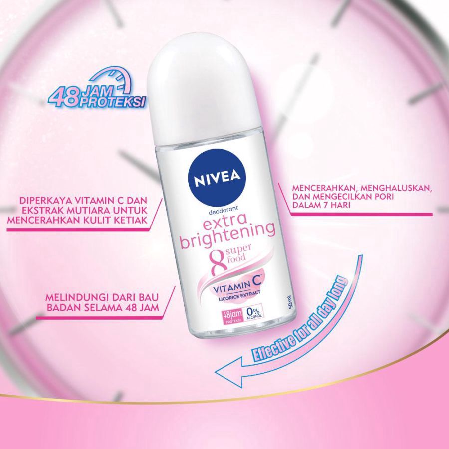 Nivea Extra Bright Radiant & Smooth Deodorant Roll On 50ml