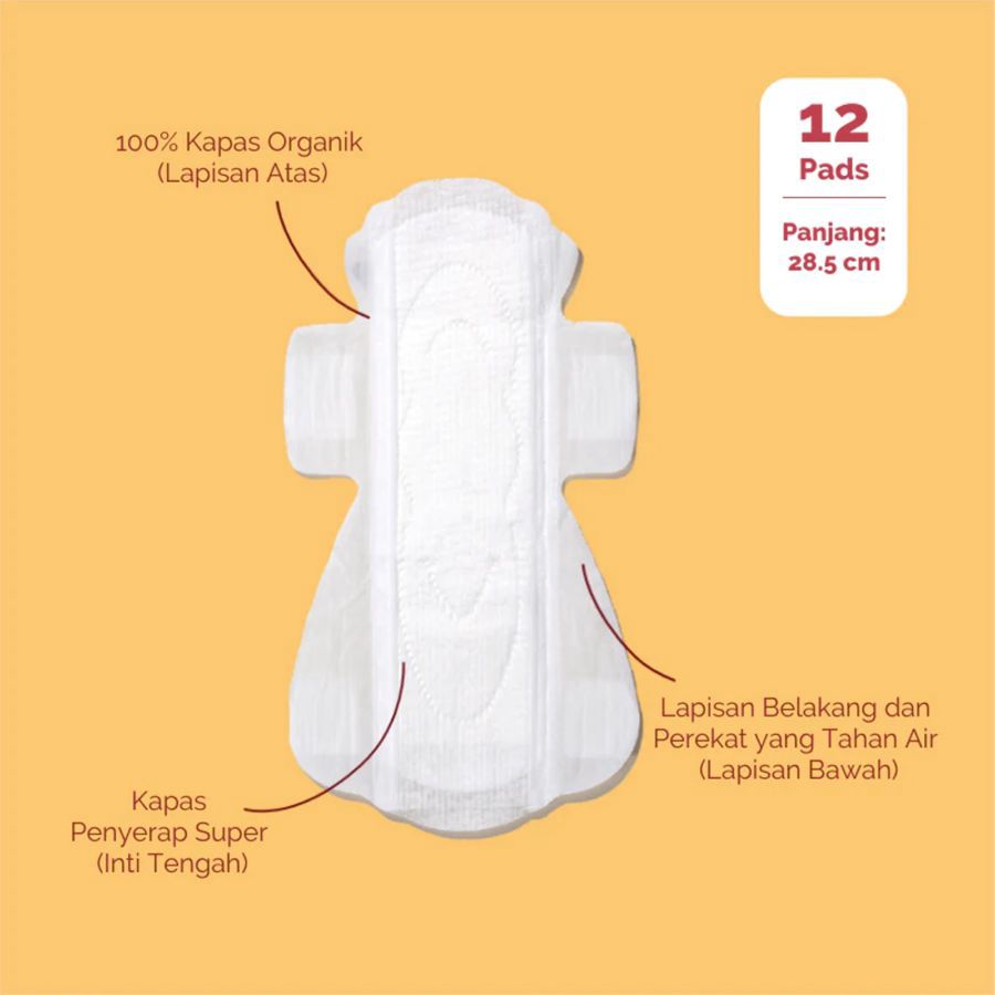 NONA Woman Organic Cotton Long Pads 28.5cm Pembalut Wanita 12pads