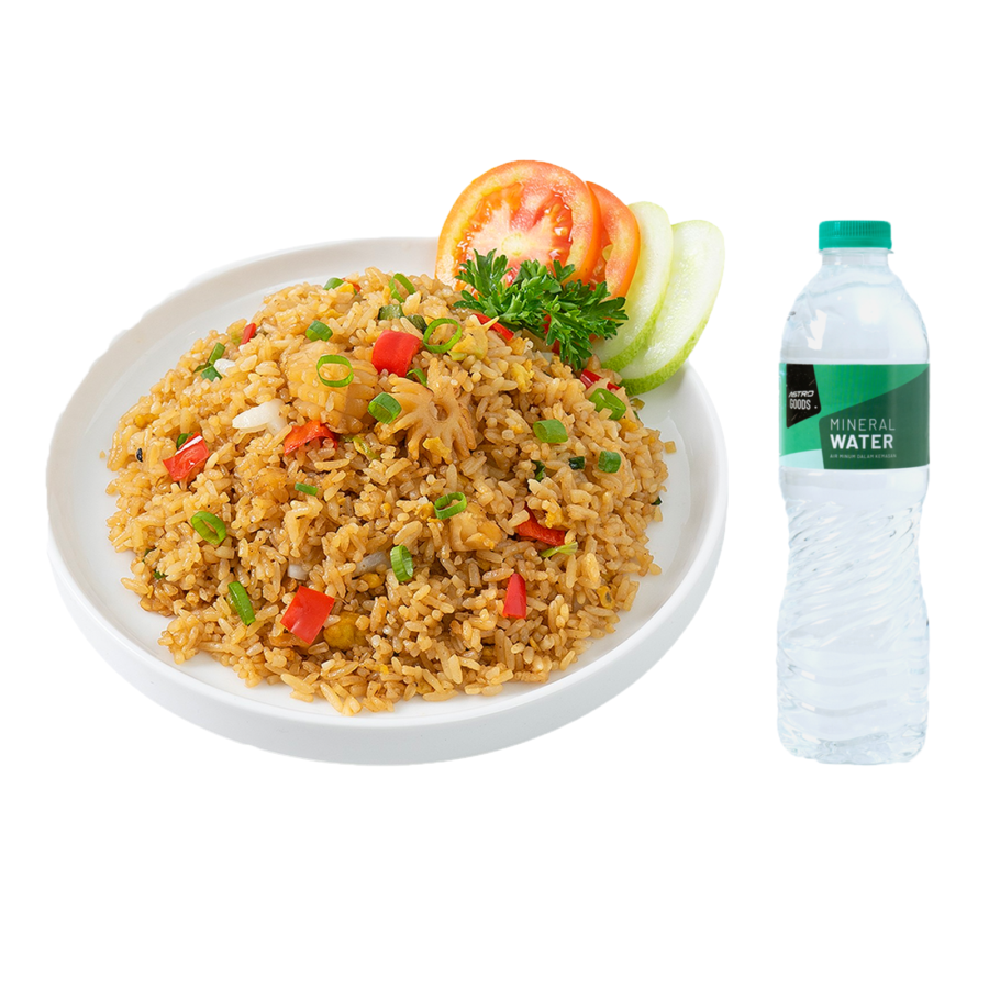 Nasi Goreng Seafood & Air mineral 600 ml Astro Goods