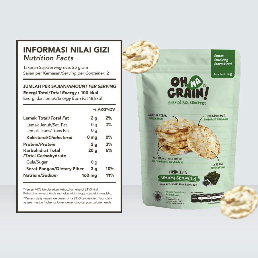 Oh Ma Grain! Seaweed Popped Rice Crackers 50gram