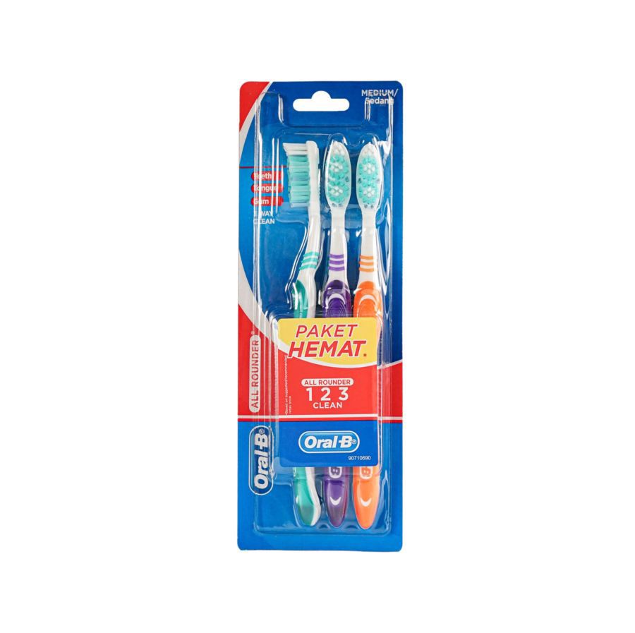 Oral-B Toothbrush All Rounder 123 Medium isi 3pcs/Sikat Gigi 1packs