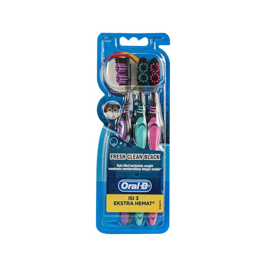 Oral-B Toothbrush All Rounder Fresh Clean Black isi 3pcs/Sikat Gigi 1packs