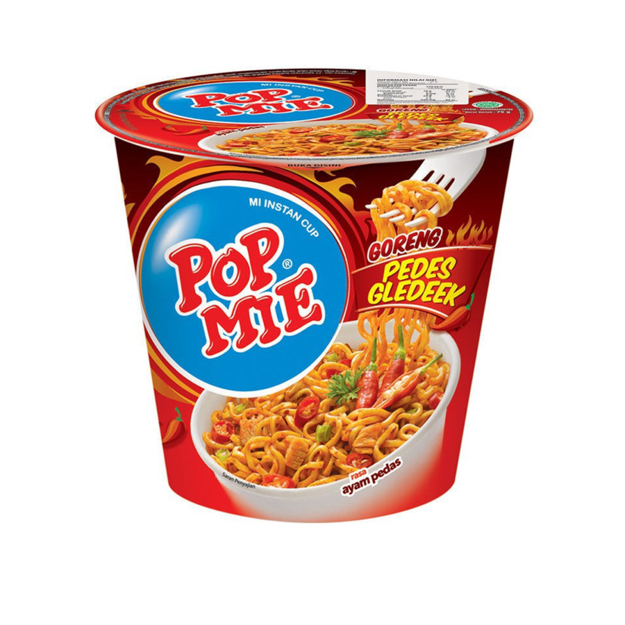 Pop Mie Goreng Ayam Pedas Gledeek Mie Instan Cup 75gram