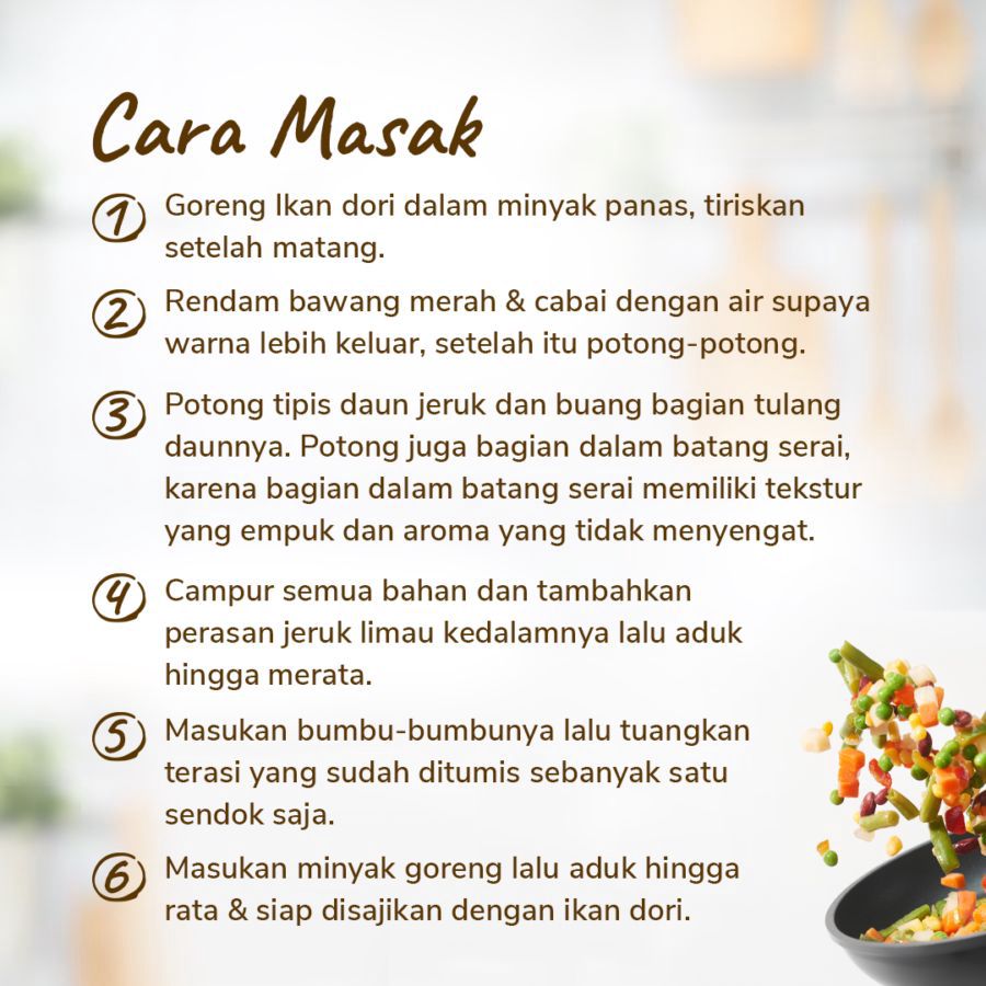 Paket Lengkap Resep: Dori Sambal Matah 1pcs